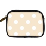 Polka Dots - White on Champagne Orange Digital Camera Leather Case