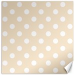 Polka Dots - White on Champagne Orange Canvas 16  x 16 