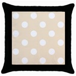 Polka Dots - White on Champagne Orange Throw Pillow Case (Black)