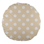 Polka Dots - White on Champagne Orange Large 18  Premium Round Cushion