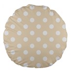 Polka Dots - White on Champagne Orange Large 18  Premium Flano Round Cushion