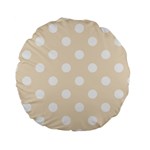 Polka Dots - White on Champagne Orange Standard 15  Premium Round Cushion