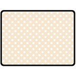 Polka Dots - White on Champagne Orange Fleece Blanket (Large) (One Side)