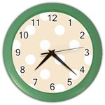 Polka Dots - White on Champagne Orange Color Wall Clock