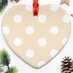 Polka Dots - White on Champagne Orange Ornament (Heart)