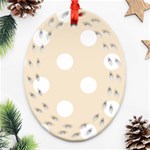 Polka Dots - White on Champagne Orange Oval Filigree Ornament (Two Sides)