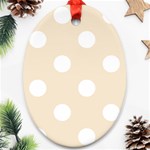 Polka Dots - White on Champagne Orange Oval Ornament (Two Sides)