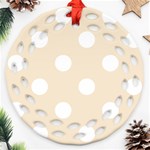 Polka Dots - White on Champagne Orange Round Filigree Ornament (Two Sides)