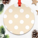 Polka Dots - White on Champagne Orange Ornament (Round)