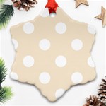 Polka Dots - White on Champagne Orange Snowflake Ornament (Two Sides)