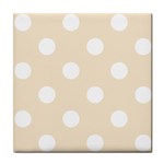 Polka Dots - White on Champagne Orange Tile Coaster