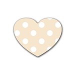 Polka Dots - White on Champagne Orange Heart Coaster (4 pack)