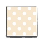 Polka Dots - White on Champagne Orange Memory Card Reader (Square)