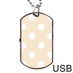Polka Dots - White on Champagne Orange Dog Tag USB Flash (Two Sides)