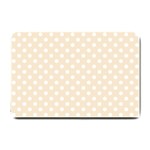 Polka Dots - White on Champagne Orange Small Doormat