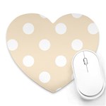 Polka Dots - White on Champagne Orange Heart Mousepad
