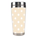 Polka Dots - White on Champagne Orange Stainless Steel Travel Tumbler
