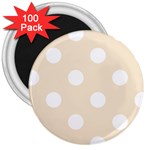 Polka Dots - White on Champagne Orange 3  Magnet (100 pack)