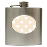 Polka Dots - White on Champagne Orange Hip Flask (6 oz)
