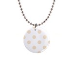 Polka Dots - Champagne Orange on White 1  Button Necklace