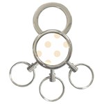 Polka Dots - Champagne Orange on White 3-Ring Key Chain