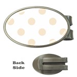 Polka Dots - Champagne Orange on White Money Clip (Oval)