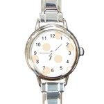 Polka Dots - Champagne Orange on White Round Italian Charm Watch