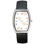 Polka Dots - Champagne Orange on White Barrel Style Metal Watch