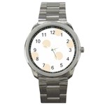 Polka Dots - Champagne Orange on White Sport Metal Watch