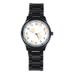 Polka Dots - Champagne Orange on White Stainless Steel Round Watch