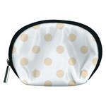 Polka Dots - Champagne Orange on White Accessory Pouch (Medium)