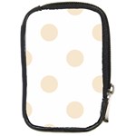 Polka Dots - Champagne Orange on White Compact Camera Leather Case