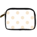 Polka Dots - Champagne Orange on White Digital Camera Leather Case