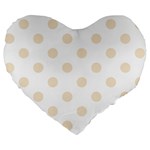 Polka Dots - Champagne Orange on White Large 19  Premium Flano Heart Shape Cushion