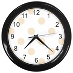 Polka Dots - Champagne Orange on White Wall Clock (Black)