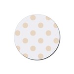 Polka Dots - Champagne Orange on White Rubber Coaster (Round)