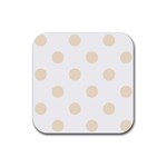 Polka Dots - Champagne Orange on White Rubber Coaster (Square)