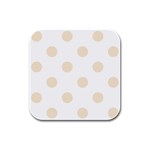 Polka Dots - Champagne Orange on White Rubber Square Coaster (4 pack)