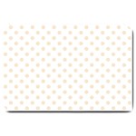 Polka Dots - Champagne Orange on White Large Doormat