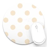 Polka Dots - Champagne Orange on White Round Mousepad