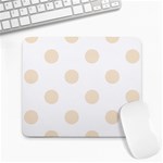 Polka Dots - Champagne Orange on White Large Mousepad