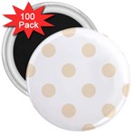 Polka Dots - Champagne Orange on White 3  Magnet (100 pack)