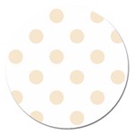 Polka Dots - Champagne Orange on White Magnet 5  (Round)
