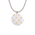 Polka Dots - Peach Orange on White 1  Button Necklace