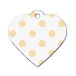 Polka Dots - Peach Orange on White Dog Tag Heart (One Side)