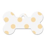 Polka Dots - Peach Orange on White Dog Tag Bone (Two Sides)