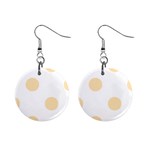 Polka Dots - Peach Orange on White 1  Button Earrings