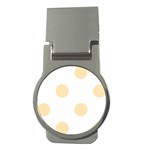 Polka Dots - Peach Orange on White Money Clip (Round)