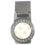 Polka Dots - Peach Orange on White Money Clip (CZ)