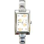 Polka Dots - Peach Orange on White Rectangle Italian Charm Watch